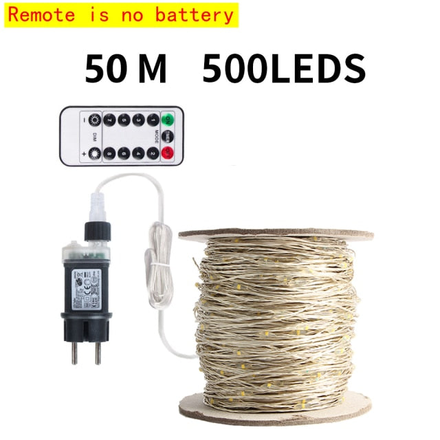 5M-120M LED String Lights Garland Street Fairy Lamps Christmas Led Outdoor Remote For Patio Garden Home Tree Wedding Decoration