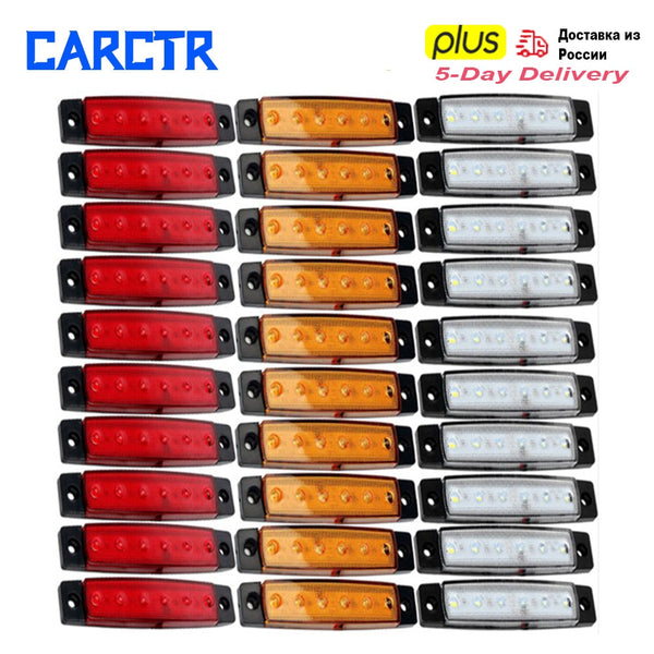 CARCTR 10Pcs/30Pcs Truck Trailer Side Marker Indicators light Car Signal Brake Rear Warning Tail Light LED 12V 24V Warning Lamp