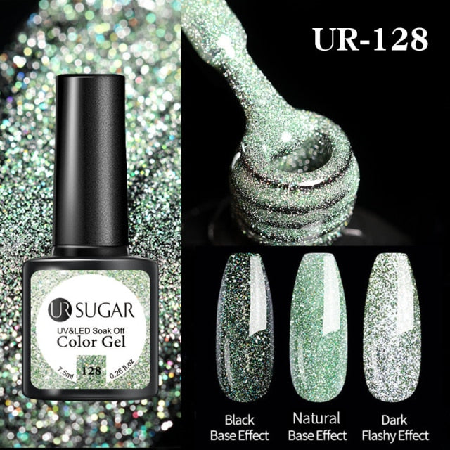 UR SUGAR 7.5ml Reflective Glitter Gel Shiny Rose Red Silver UV Gel Nail Polish Soak Off Colorful Gel Nail Art Decoration