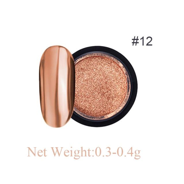 Rose Gold Bubble Mirror Powder Metallic Nail Glitter iridescent Chrome Dust Sparkling Flakes Pigment Manicur Nail Art Decor