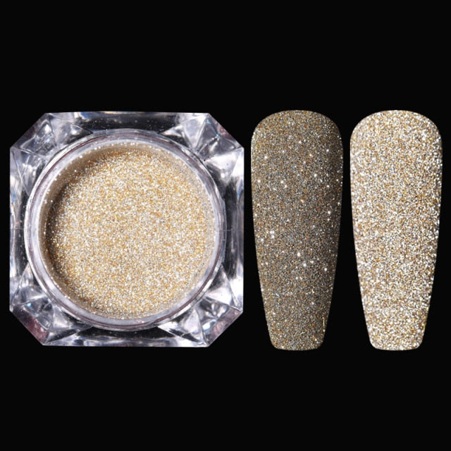 Rose Gold Bubble Mirror Powder Metallic Nail Glitter iridescent Chrome Dust Sparkling Flakes Pigment Manicur Nail Art Decor