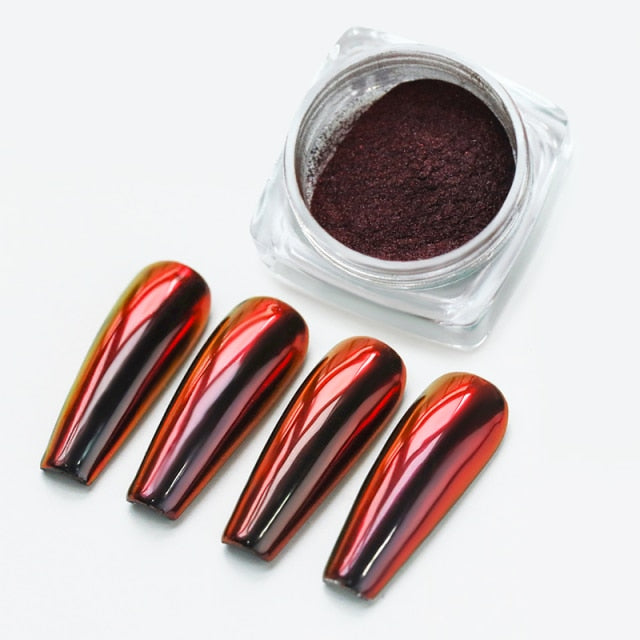 Rose Gold Bubble Mirror Powder Metallic Nail Glitter iridescent Chrome Dust Sparkling Flakes Pigment Manicur Nail Art Decor