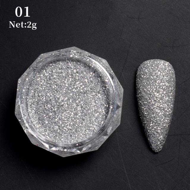 Rose Gold Bubble Mirror Powder Metallic Nail Glitter iridescent Chrome Dust Sparkling Flakes Pigment Manicur Nail Art Decor