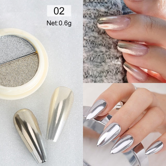 Rose Gold Bubble Mirror Powder Metallic Nail Glitter iridescent Chrome Dust Sparkling Flakes Pigment Manicur Nail Art Decor