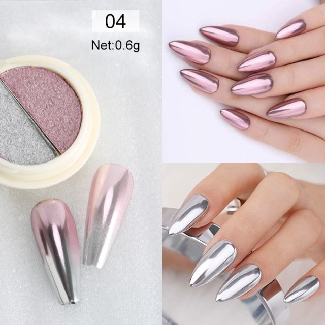 Rose Gold Bubble Mirror Powder Metallic Nail Glitter iridescent Chrome Dust Sparkling Flakes Pigment Manicur Nail Art Decor
