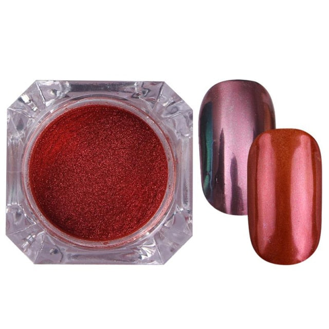 Rose Gold Bubble Mirror Powder Metallic Nail Glitter iridescent Chrome Dust Sparkling Flakes Pigment Manicur Nail Art Decor