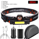 Zoomable Built-in Battery Camping Powerful LED Headlamp COB USB Rechargeable Headlight Waterproof Head Torch Head Lamp Lantern