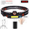 Zoomable Built-in Battery Camping Powerful LED Headlamp COB USB Rechargeable Headlight Waterproof Head Torch Head Lamp Lantern