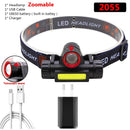 Zoomable Built-in Battery Camping Powerful LED Headlamp COB USB Rechargeable Headlight Waterproof Head Torch Head Lamp Lantern