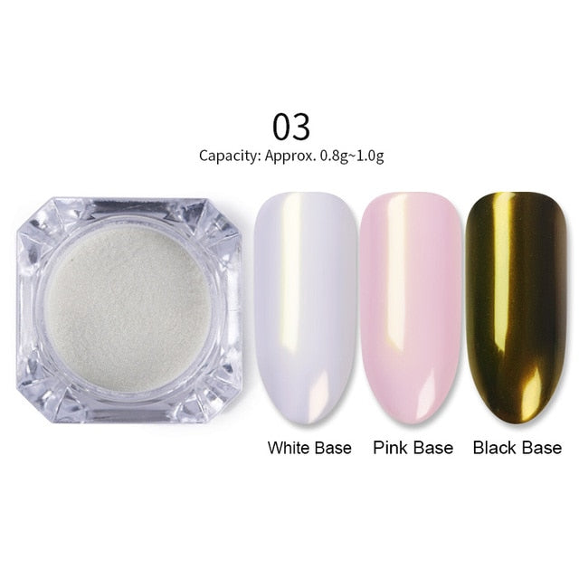 1 Box Neon sparkle Mirror Nail Glitter Pearl Powder Auroras Iridescent Effect Nails  Pigment Dust UV Gel Polish Decor