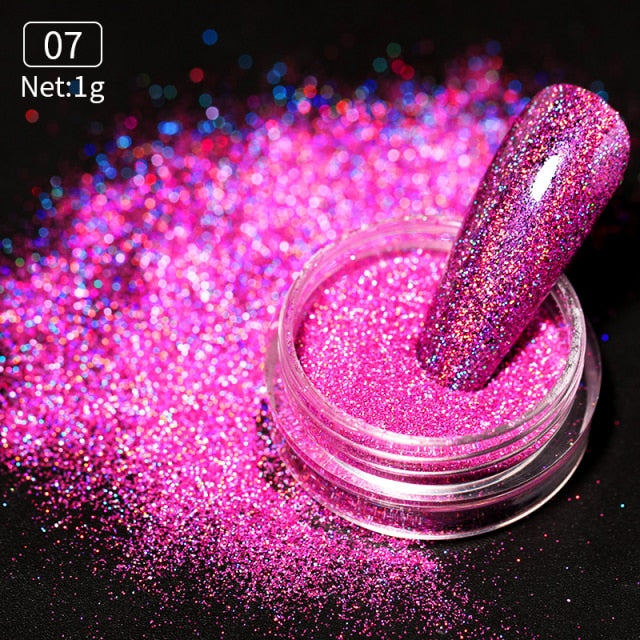 1 Box Neon sparkle Mirror Nail Glitter Pearl Powder Auroras Iridescent Effect Nails  Pigment Dust UV Gel Polish Decor