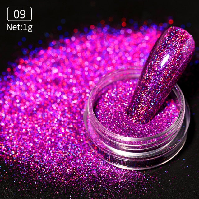 1 Box Neon sparkle Mirror Nail Glitter Pearl Powder Auroras Iridescent Effect Nails  Pigment Dust UV Gel Polish Decor