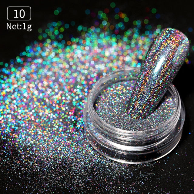 1 Box Neon sparkle Mirror Nail Glitter Pearl Powder Auroras Iridescent Effect Nails  Pigment Dust UV Gel Polish Decor