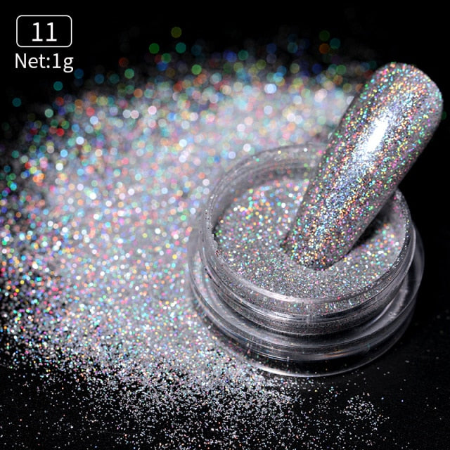 1 Box Neon sparkle Mirror Nail Glitter Pearl Powder Auroras Iridescent Effect Nails  Pigment Dust UV Gel Polish Decor
