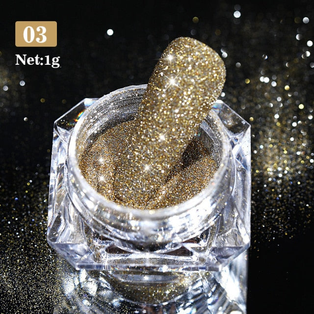 1 Box Neon sparkle Mirror Nail Glitter Pearl Powder Auroras Iridescent Effect Nails  Pigment Dust UV Gel Polish Decor