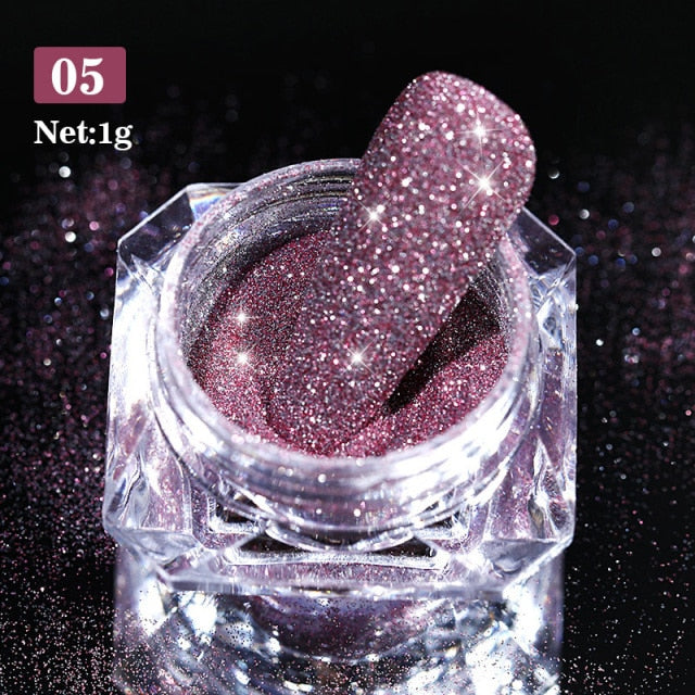 1 Box Neon sparkle Mirror Nail Glitter Pearl Powder Auroras Iridescent Effect Nails  Pigment Dust UV Gel Polish Decor