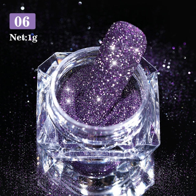 1 Box Neon sparkle Mirror Nail Glitter Pearl Powder Auroras Iridescent Effect Nails  Pigment Dust UV Gel Polish Decor