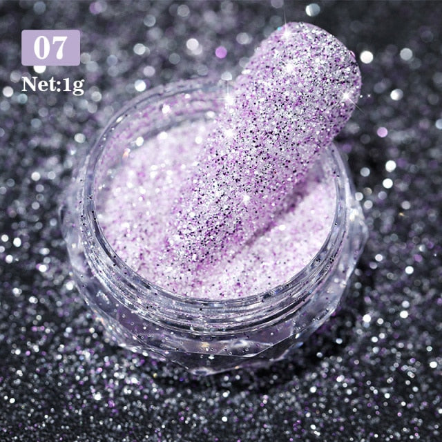 1 Box Neon sparkle Mirror Nail Glitter Pearl Powder Auroras Iridescent Effect Nails  Pigment Dust UV Gel Polish Decor