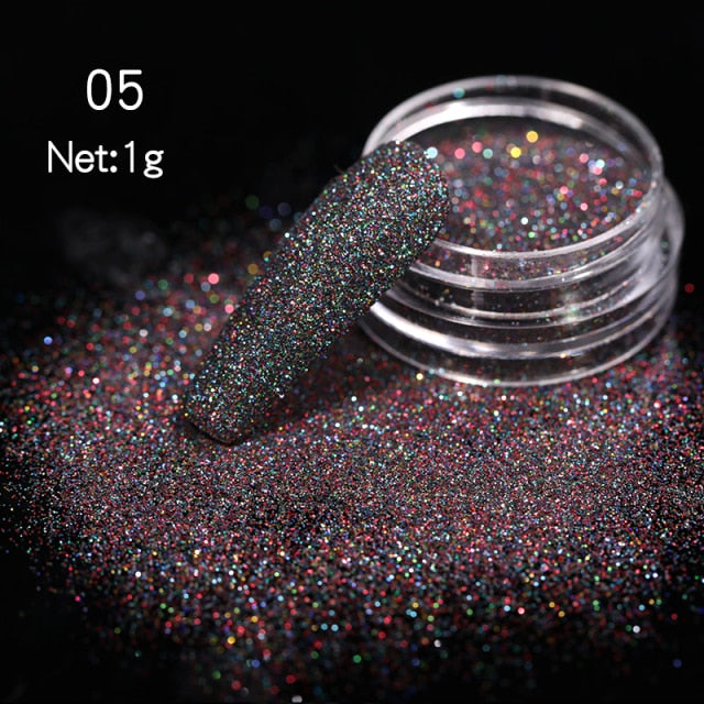 1 Box Neon sparkle Mirror Nail Glitter Pearl Powder Auroras Iridescent Effect Nails  Pigment Dust UV Gel Polish Decor