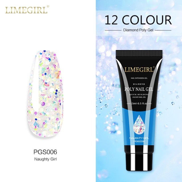 Limegirl 15ml Poly Nail Gel Glitter Building Nail Gel For Manicure Nail Art Design Luminous Polygels Extension Nail Gel For Nail