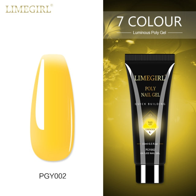 Limegirl 15ml Poly Nail Gel Glitter Building Nail Gel For Manicure Nail Art Design Luminous Polygels Extension Nail Gel For Nail