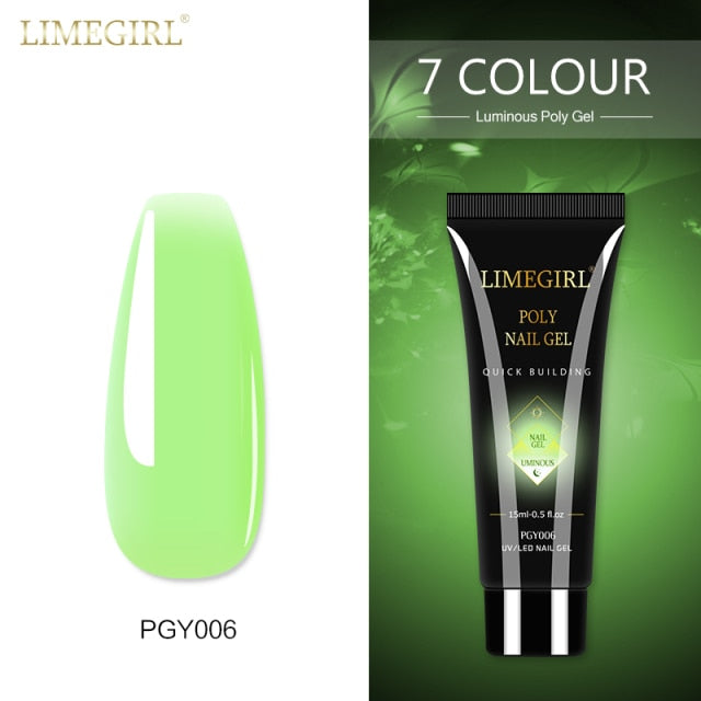 Limegirl 15ml Poly Nail Gel Glitter Building Nail Gel For Manicure Nail Art Design Luminous Polygels Extension Nail Gel For Nail