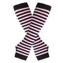 Elbow Length Fingerless Gloves Arm Sleeve Warmer Rainbow Colored Striped Knitted Sunscreen Halloween Costume Fingerless Mittens