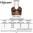 Rapcopter Brown y2k Camis Ruched Tie Up Crop Top Harajuku Tank Top Backless Halter Cute Tee Top Women Party Beach Sweat Holiday