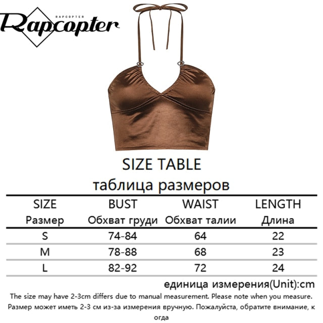 Rapcopter Brown y2k Camis Ruched Tie Up Crop Top Harajuku Tank Top Backless Halter Cute Tee Top Women Party Beach Sweat Holiday