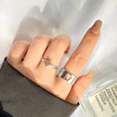 UMKA Trendy Gold Silver Color Flame Rings For Women Men Lover Couple Rings Set Friendship Engagement Wedding Open Rings Jewelry