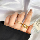 UMKA Trendy Gold Silver Color Flame Rings For Women Men Lover Couple Rings Set Friendship Engagement Wedding Open Rings Jewelry