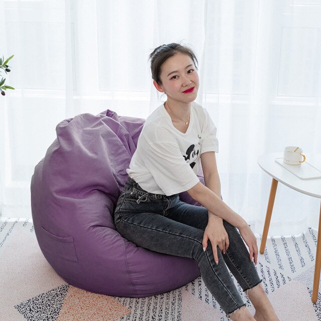 Levkme Lounger Seat Bean Bag Puff Asiento Lazy BeanBag Sofas Cover without Filler Couch Tatami Chairs Covers XF1029-15