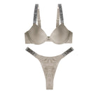 Fashion Women Underwear Push Up Bra Letter Rhinestone Secret Soft Bralette for Female Sex Lingerie UnderWire Adjusted Black Pink