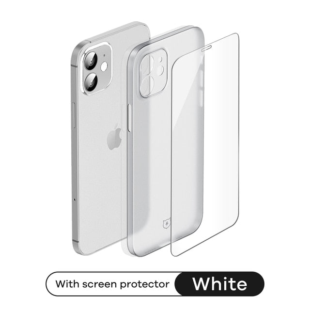 SmartDevil Ultra Thin Matte Phone Case For iPhone 13 12 11 Pro Max Tempered Glass Screen Protector Translucent Hard Back Cover