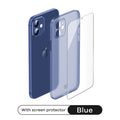 SmartDevil Ultra Thin Matte Phone Case For iPhone 13 12 11 Pro Max Tempered Glass Screen Protector Translucent Hard Back Cover