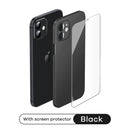 SmartDevil Ultra Thin Matte Phone Case For iPhone 13 12 11 Pro Max Tempered Glass Screen Protector Translucent Hard Back Cover