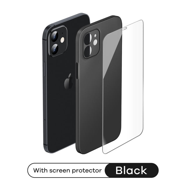 SmartDevil Ultra Thin Matte Phone Case For iPhone 13 12 11 Pro Max Tempered Glass Screen Protector Translucent Hard Back Cover