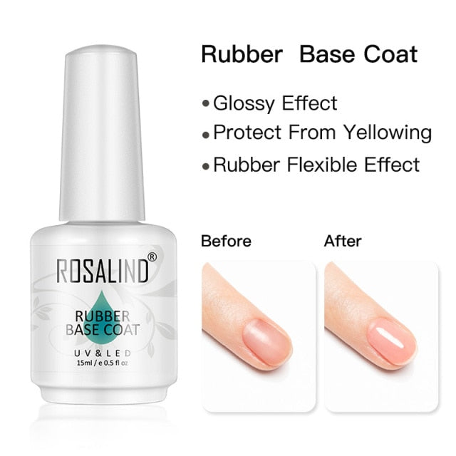ROSALIND 15ML Base Top Matt Coat For Nail Gel Polish Soak Off Primer Magic Remover Builde Lacquer Gel Nail Art Salon Manicure