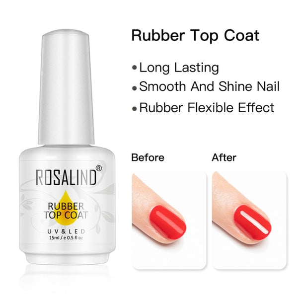 ROSALIND 15ML Base Top Matt Coat For Nail Gel Polish Soak Off Primer Magic Remover Builde Lacquer Gel Nail Art Salon Manicure