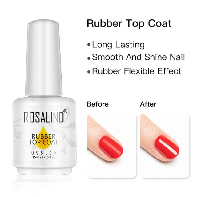 ROSALIND 15ML Base Top Matt Coat For Nail Gel Polish Soak Off Primer Magic Remover Builde Lacquer Gel Nail Art Salon Manicure