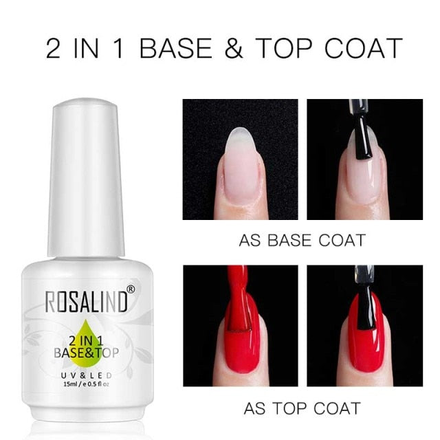 ROSALIND 15ML Base Top Matt Coat For Nail Gel Polish Soak Off Primer Magic Remover Builde Lacquer Gel Nail Art Salon Manicure