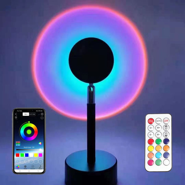 16 Colors APP Sunset Projector Lamp Rainbow Atmosphere Led Night Light for Home Bedroom Coffe Shop Background Lamp