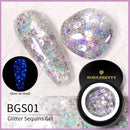 BORN PRETTY Glitter Sequins Gel Nail Polish Glow In The Dark Shining Soak Off Gel Polish Long Lasting Nail Art Hybrid Varnish