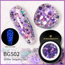 BORN PRETTY Glitter Sequins Gel Nail Polish Glow In The Dark Shining Soak Off Gel Polish Long Lasting Nail Art Hybrid Varnish