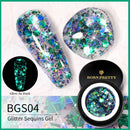 BORN PRETTY Glitter Sequins Gel Nail Polish Glow In The Dark Shining Soak Off Gel Polish Long Lasting Nail Art Hybrid Varnish