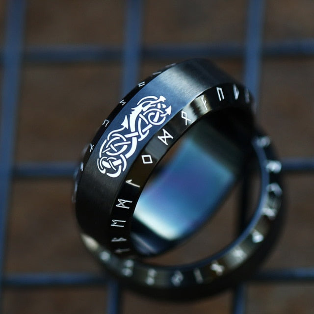 Beier Stainless steel Odin Norse Viking Amulet Rune MEN Ring fashion  words Retro Jewelry  LR-R133