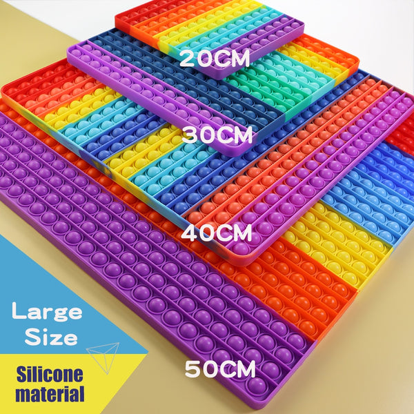 Big Size 40CM 50CM Rainbow Square Push Bubble Fidget Toys Adult Stress Relief Toy Antistress Squeeze Gift 20CM 30CM XL XXL XXXL