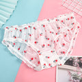 BIONEK Women Sexy Lace Underwear Ruffle Panties Japanese Lolita Style Transparent Seersucker Lingerie Fruit Embroidery Briefs