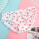 BIONEK Women Sexy Lace Underwear Ruffle Panties Japanese Lolita Style Transparent Seersucker Lingerie Fruit Embroidery Briefs