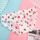 BIONEK Women Sexy Lace Underwear Ruffle Panties Japanese Lolita Style Transparent Seersucker Lingerie Fruit Embroidery Briefs